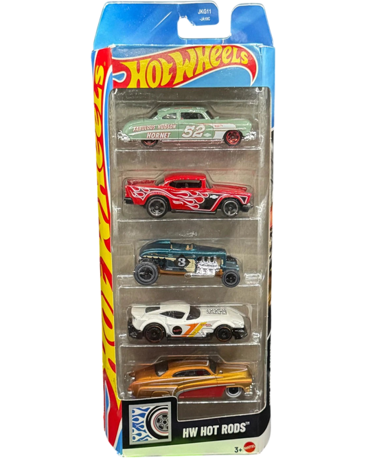 More Than Diecast Hot Wheels 2026 HW Hot Rods 5-pack featuring five 1:64 scale classic American die-cast model cars.