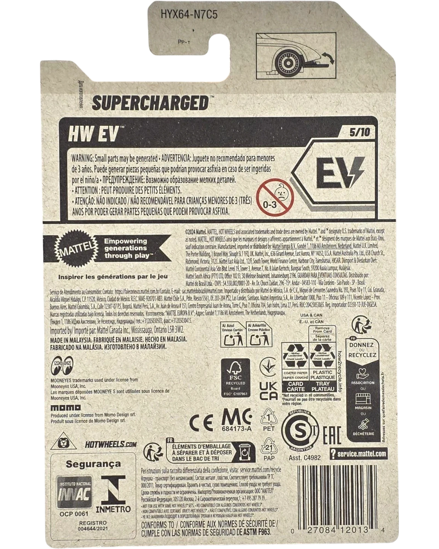 More Than Diecast Hot Wheels HW EV Supercharged blue die-cast car, 1:64 scale, 5/10