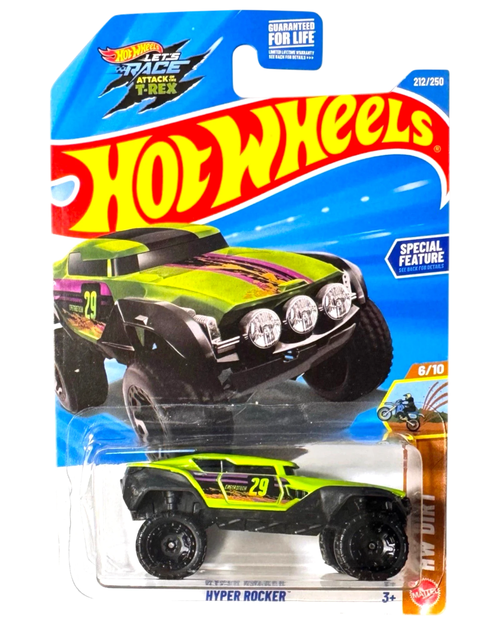 More Than Diecast Hot Wheels Hyper Rocker green 1:64 scale die-cast monster truck from the HW Dirt T-Rex Attack series