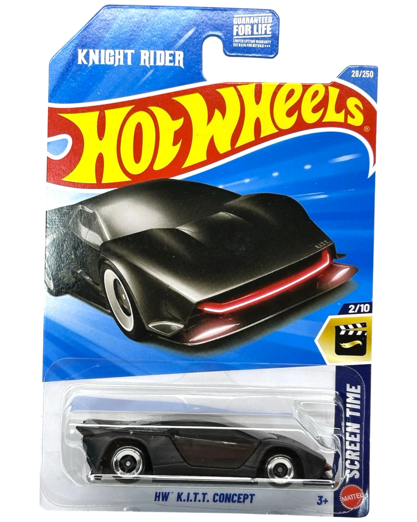 More Than Diecast Hot Wheels KITT Concept 1:64 scale die-cast car, black with red accent lights, Knight Rider inspired.