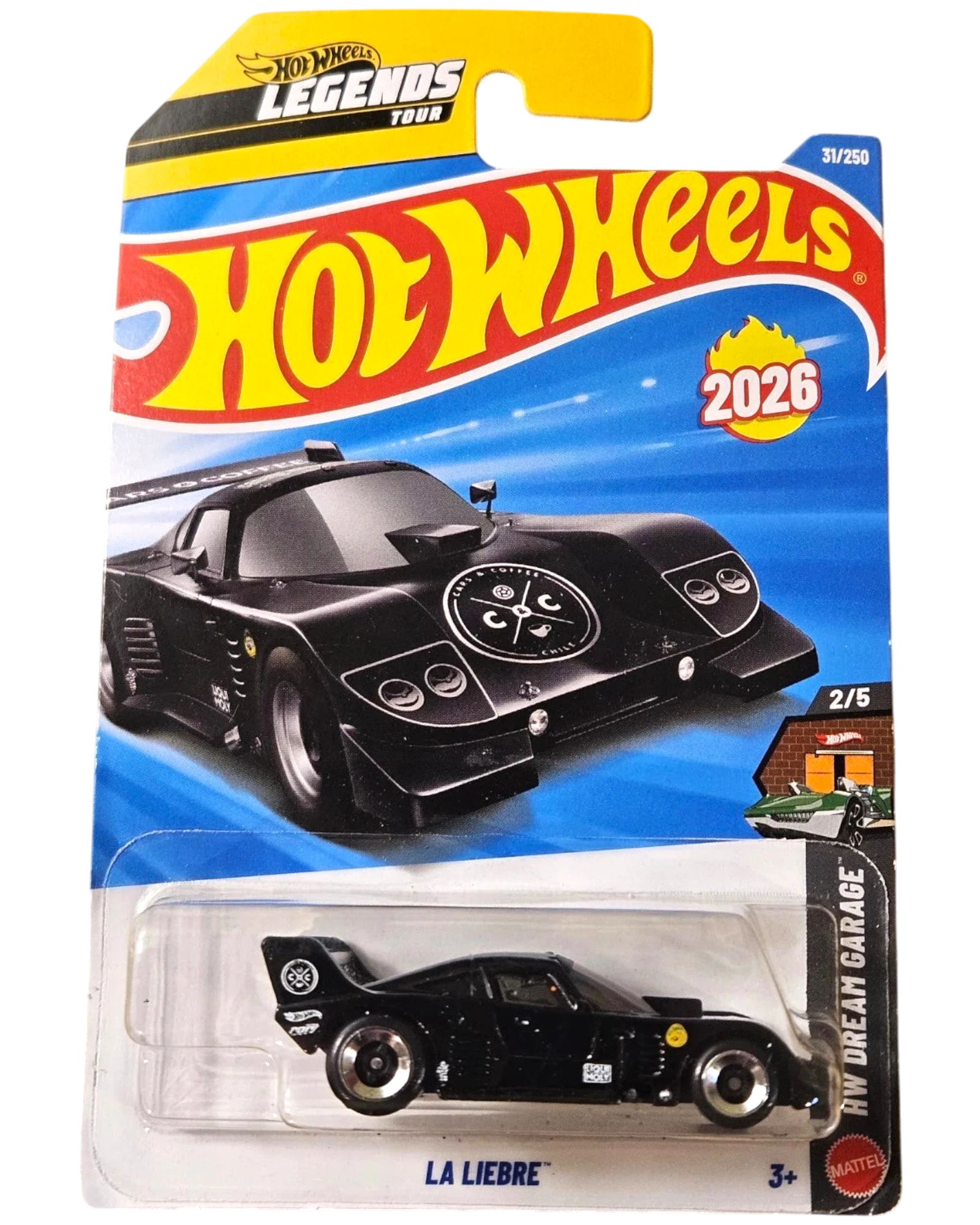 More Than Diecast Hot Wheels 2026 La Libre black die-cast toy car with a spoiler and racing decals.