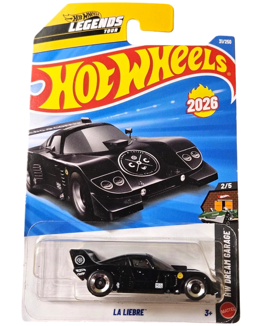 More Than Diecast Hot Wheels 2026 La Libre black die-cast toy car with a spoiler and racing decals.