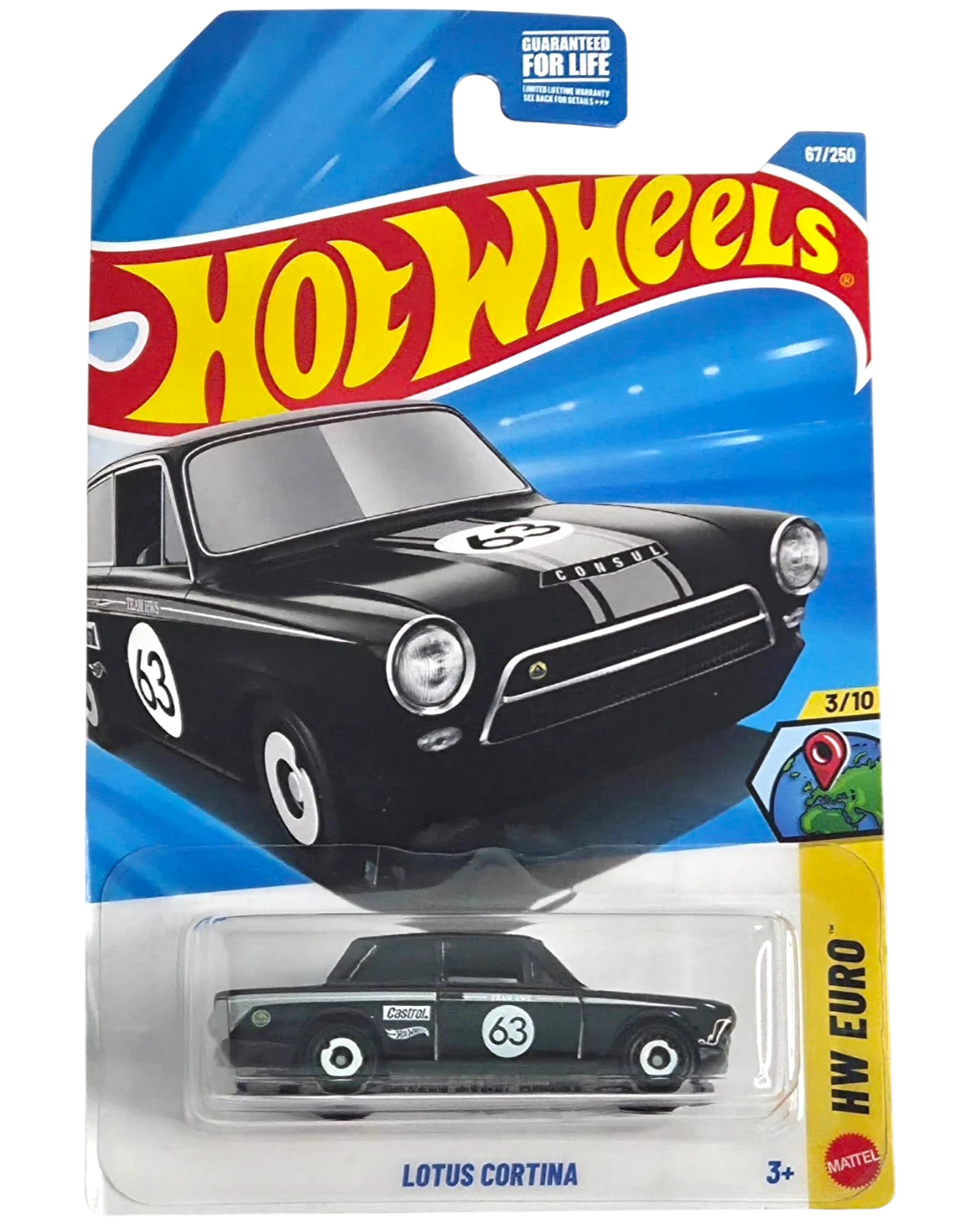 More Than Diecast Hot Wheels Lotus Cortina in black, a 1:64 scale die-cast car from the HW Euro series.