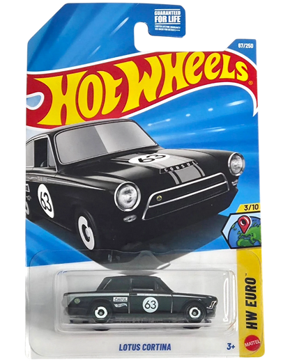 More Than Diecast Hot Wheels Lotus Cortina in black, a 1:64 scale die-cast car from the HW Euro series.