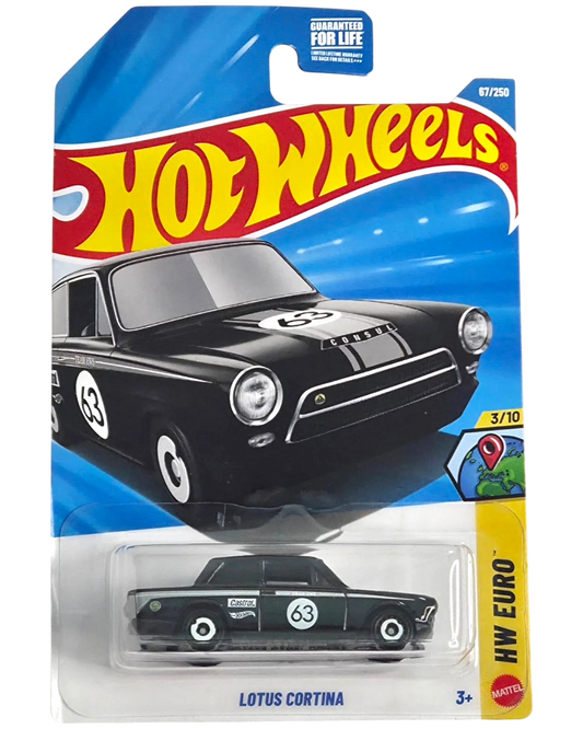 More Than Diecast Hot Wheels Lotus Cortina in black, a 1:64 scale die-cast car from the HW Euro series.