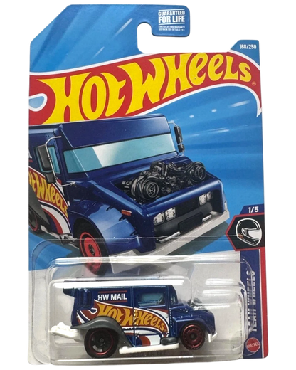 More Than Diecast 2026 Hot Wheels TEAM WHEELS 1/5 Mailed It blue mail truck toy with "HW MAIL" text and Hot Wheels logo.
