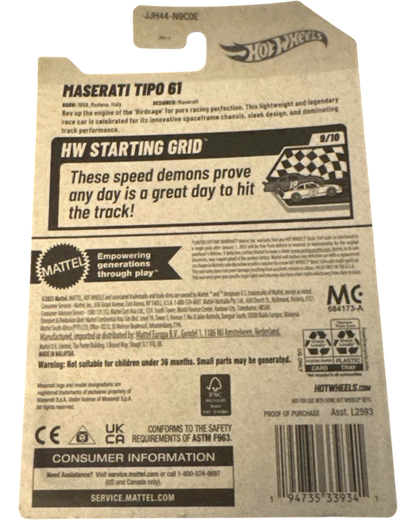 More Than Diecast Hot Wheels 2026 Maserati Tipo 61 die-cast model car, HW Starting Grid series 9/10.