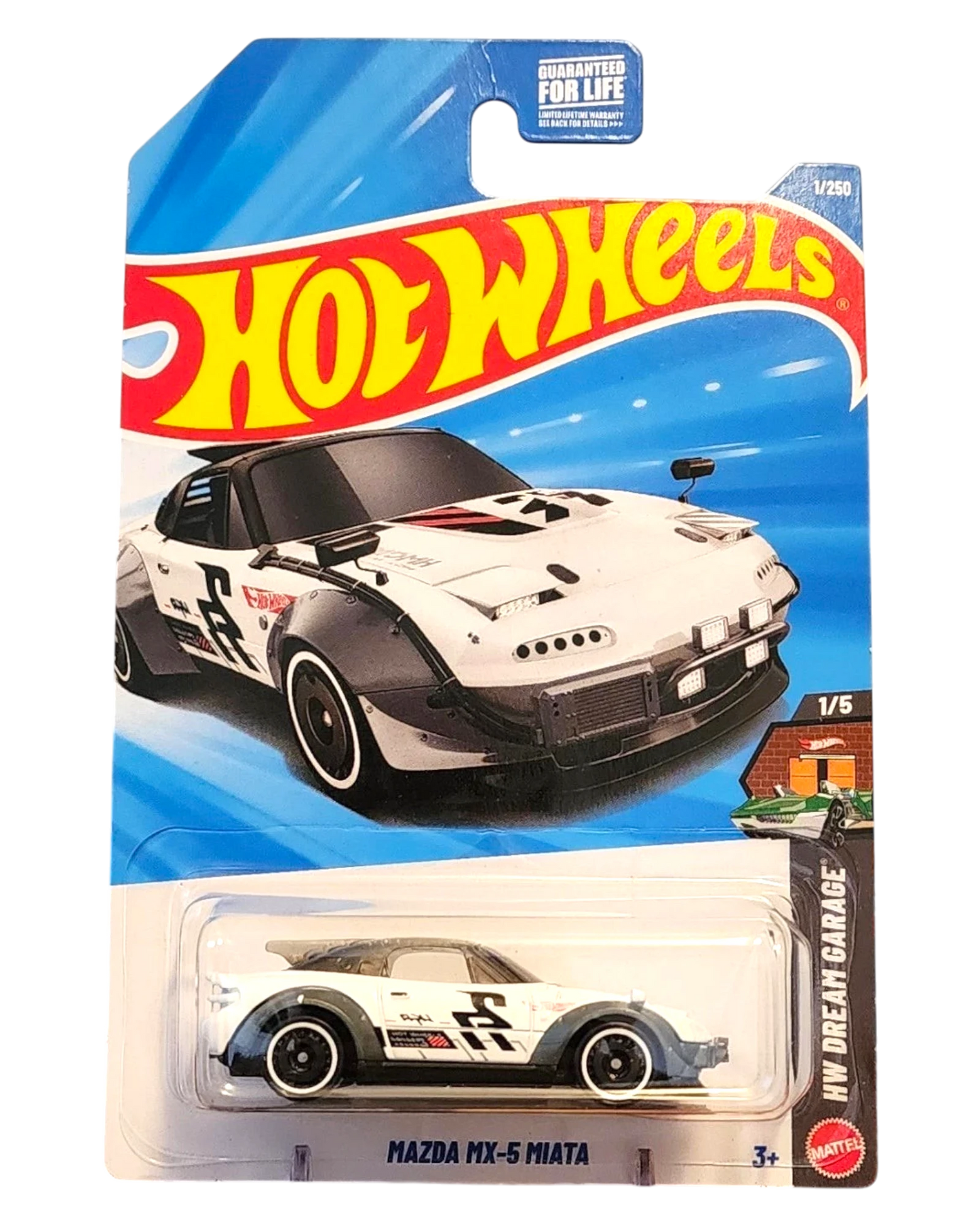 More Than Diecast Hot Wheels Mazda MX-5 Miata 1:64 scale die-cast car in white and black packaging
