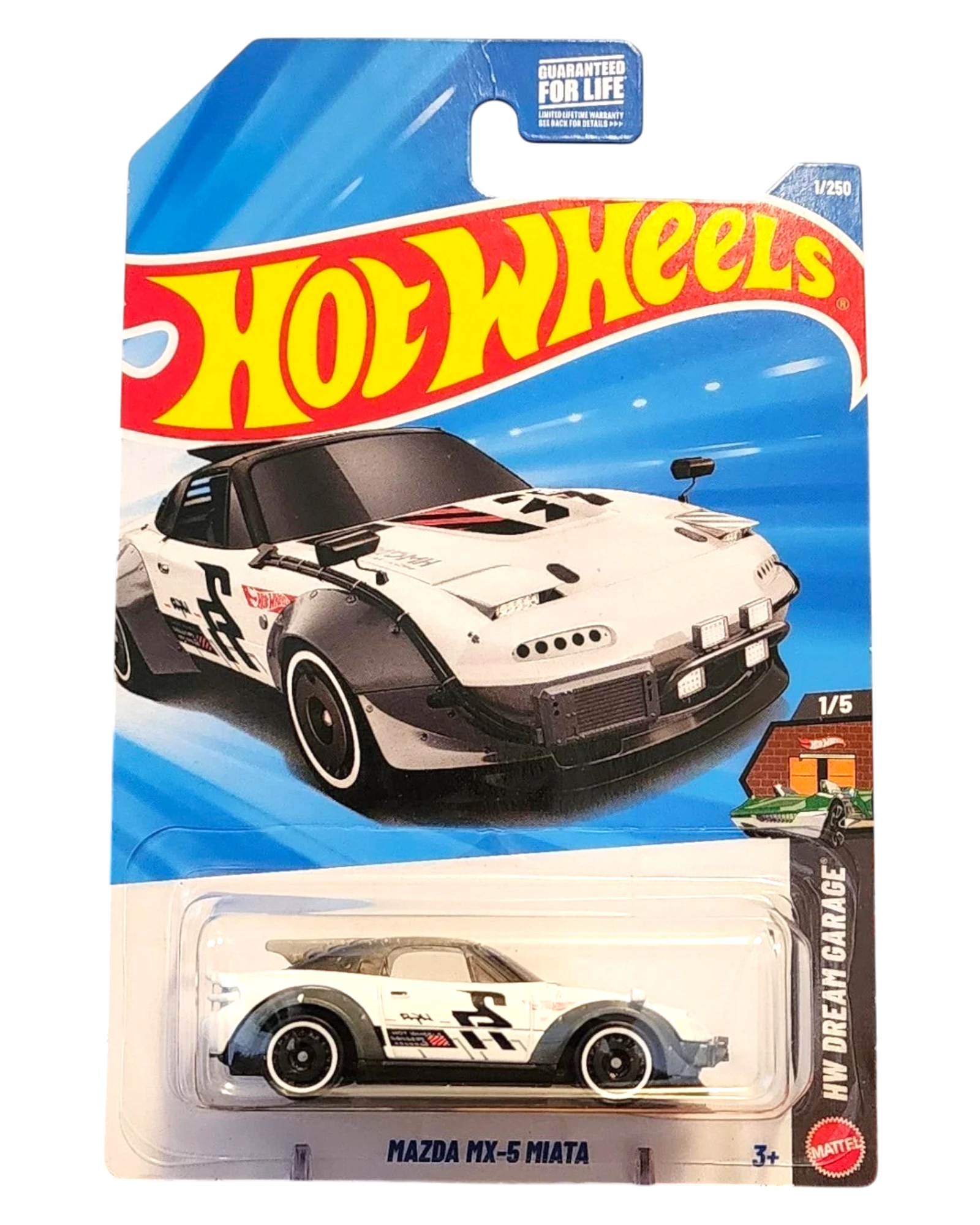 More Than Diecast Hot Wheels Mazda MX-5 Miata 1:64 scale die-cast car in white and black packaging