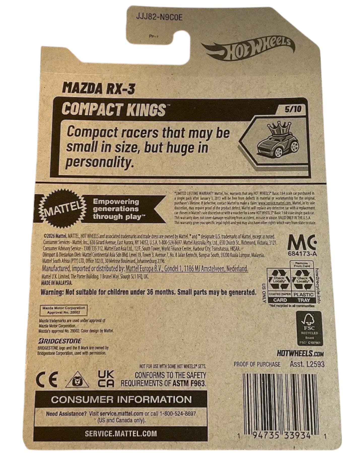 More Than Diecast 2026 Hot Wheels Mazda RX-3 Compact Kings #5/10 diecast car packaging.