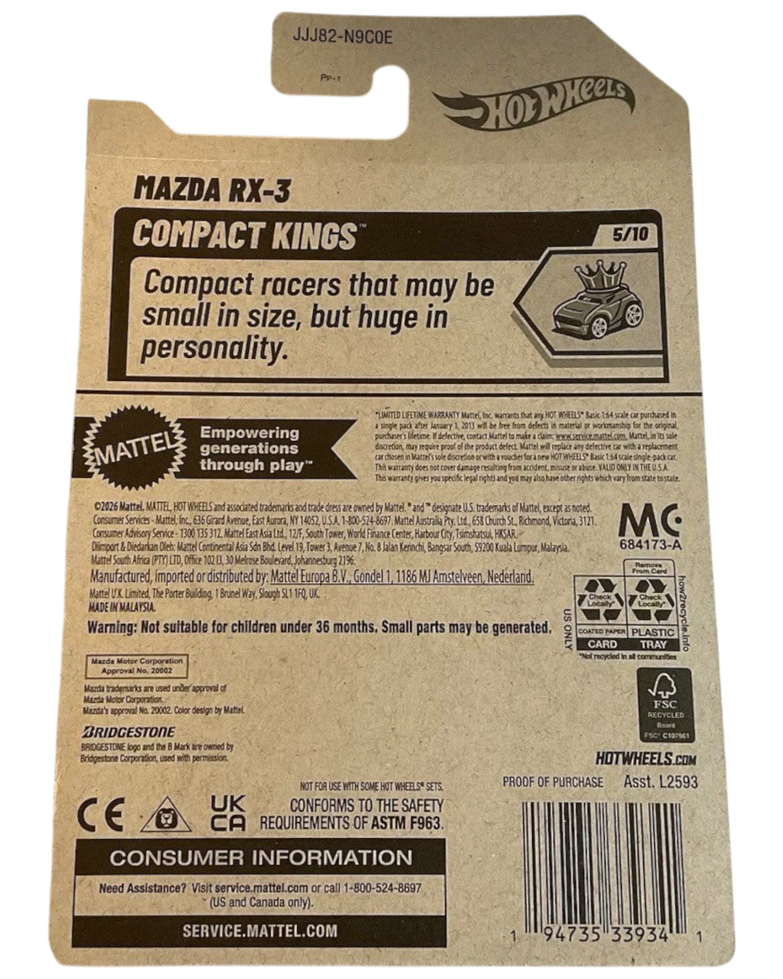 More Than Diecast 2026 Hot Wheels Mazda RX-3 Compact Kings #5/10 diecast car packaging.