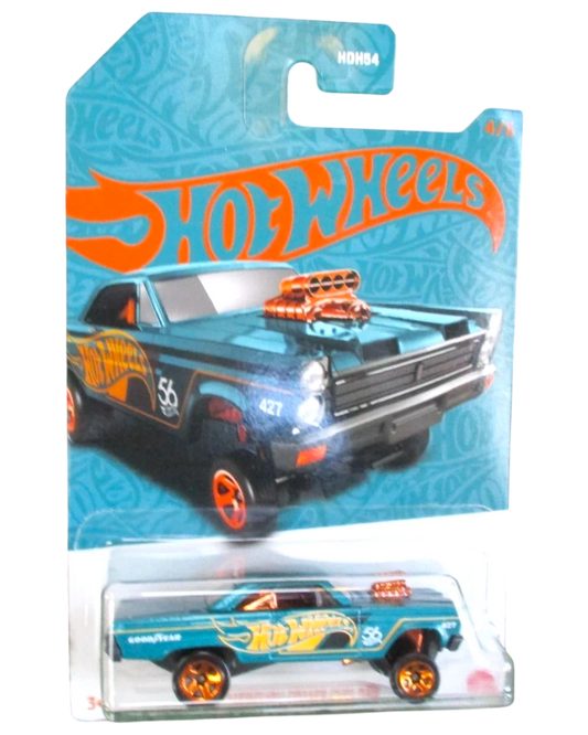 More Than Diecast Hot Wheels '65 Mercury Comet Cyclone, 1:64 scale, pearl & chrome finish with orange accents and a supercharger.