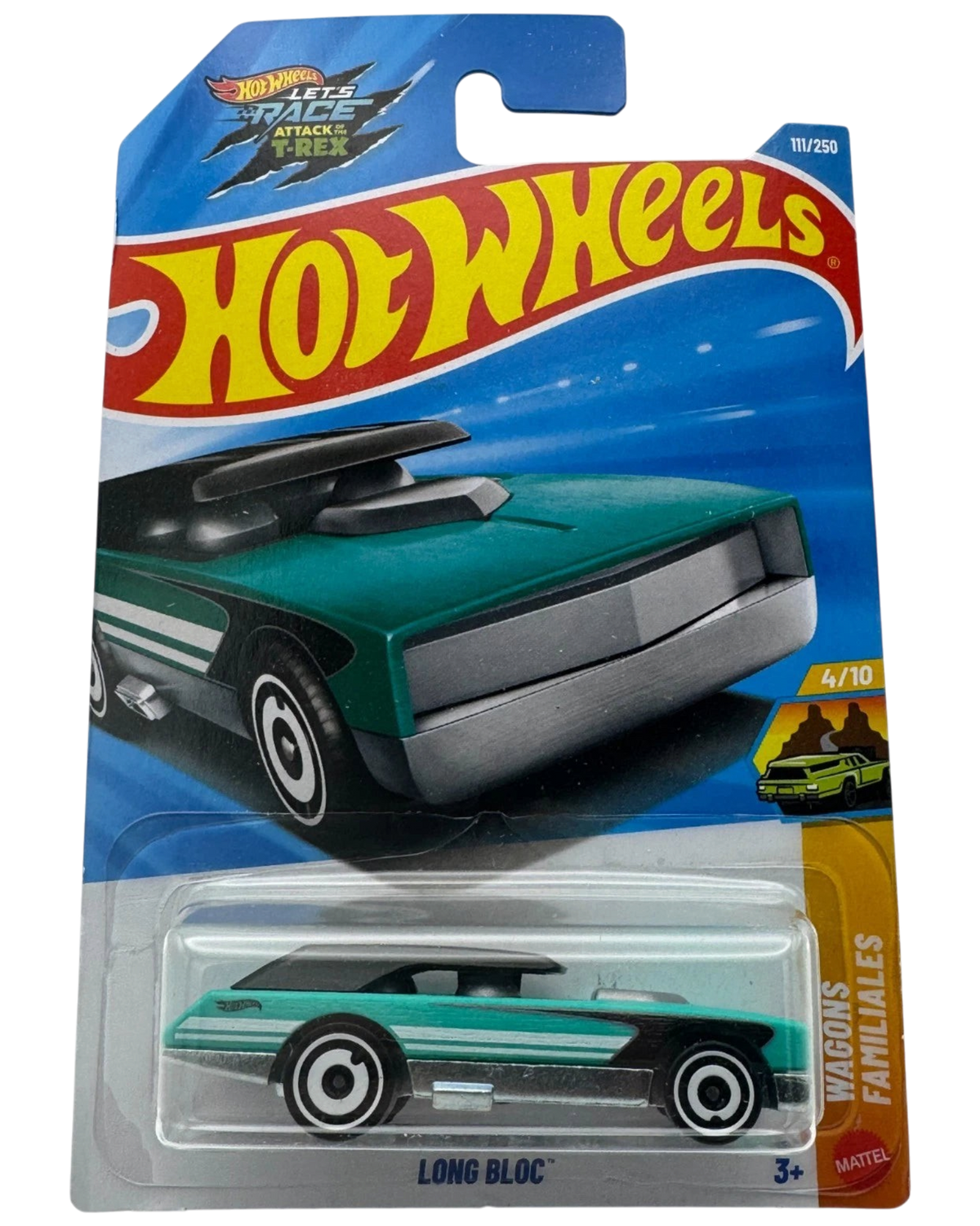 More Than Diecast Hot Wheels Mooneyes Long Bloc 1:64 scale wagon in teal and black on a blister card