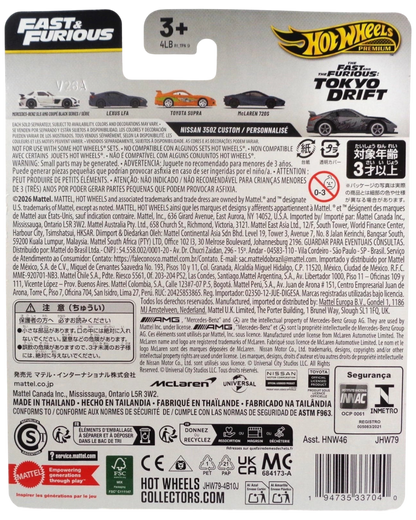 More Than Diecast Hot Wheels Fast & Furious 25th Anniversary Nissan 350Z Custom carded packaging back view