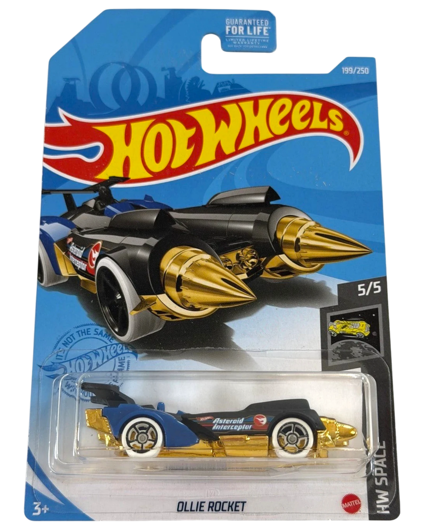 More Than Diecast Hot Wheels Ollie Rocket Treasure Hunt diecast car in black and gold with HW Space packaging