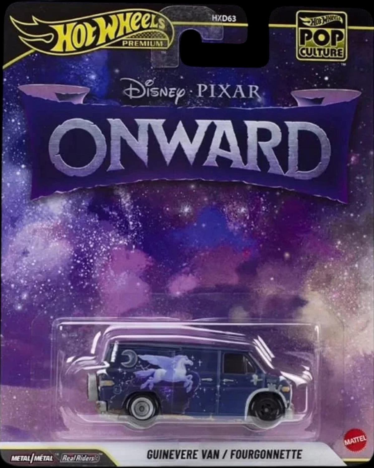 More Than Diecast Hot Wheels Premium Disney Pixar Onward Guinevere Van in purple with wizard mural on blister card