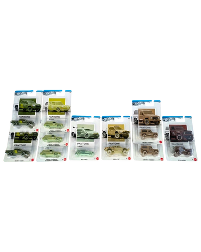 More Than Diecast Hot Wheels Pantone Silver Series collection of 10 die-cast cars in various colors and styles.