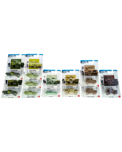 More Than Diecast Hot Wheels Pantone Silver Series collection featuring various die-cast cars and trucks in different colors and styles.