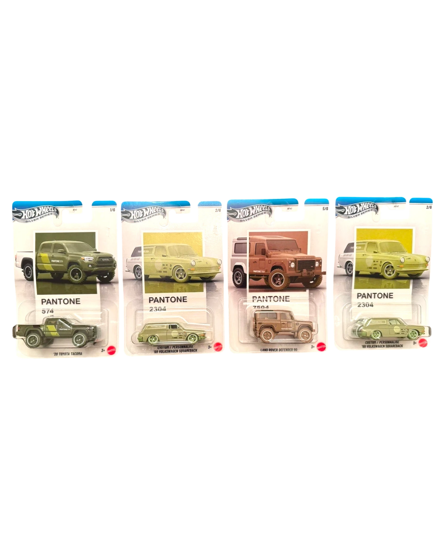 More Than Diecast Hot Wheels PANTONE Silver Series Case B set of 4 toy cars in original blister packaging