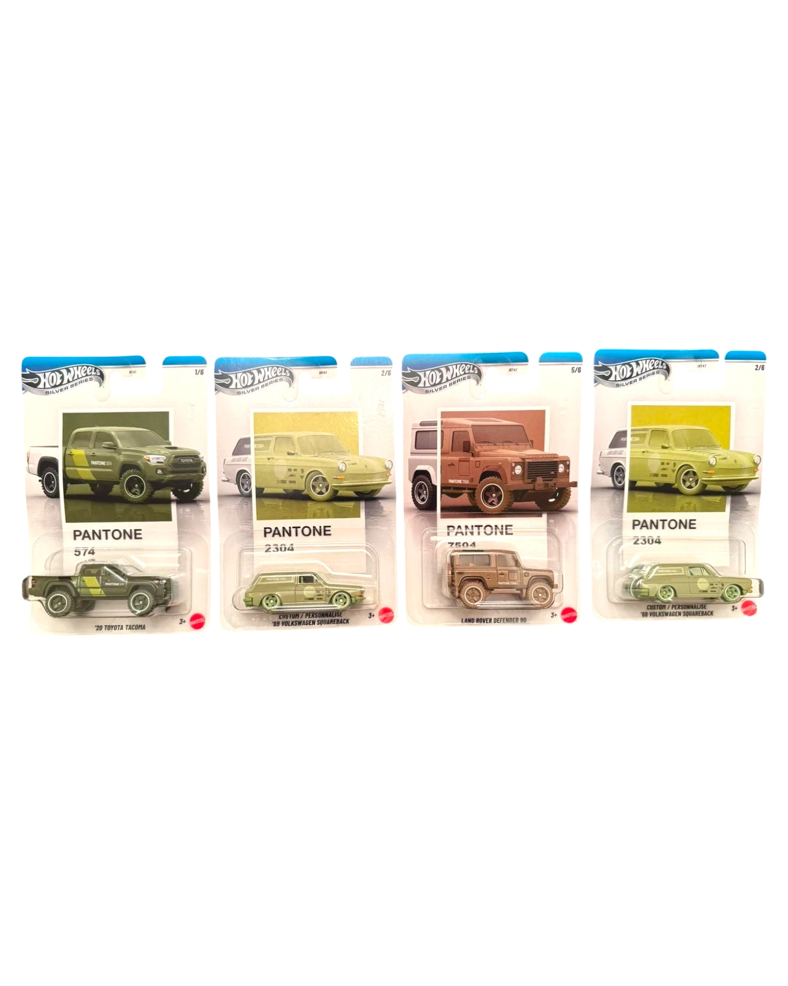 More Than Diecast Hot Wheels PANTONE Silver Series Case B set of 4 toy cars in original blister packaging
