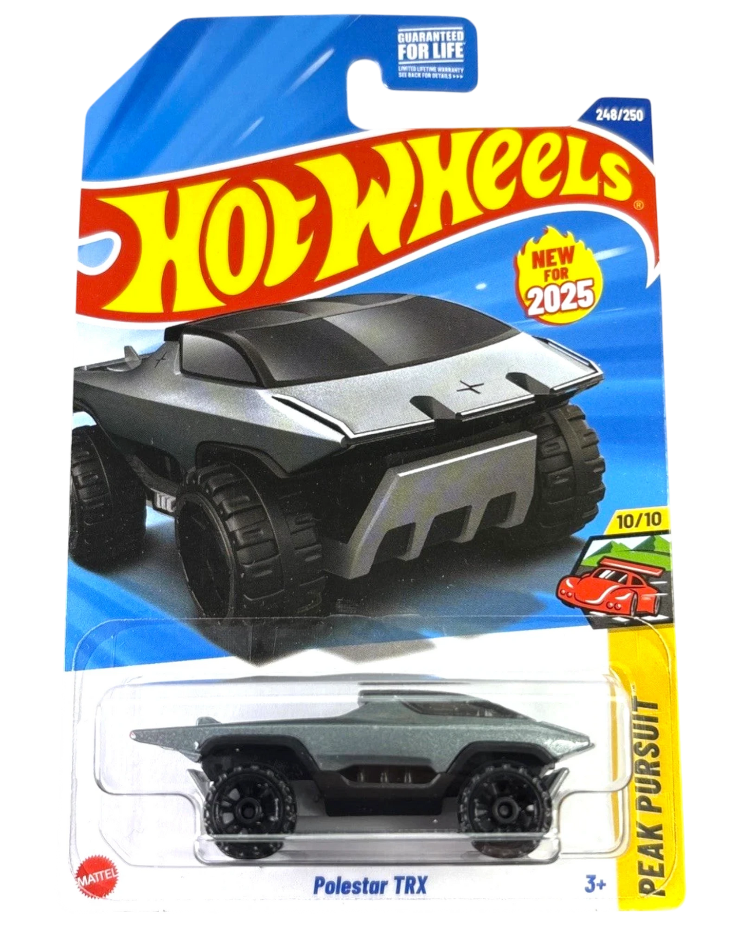 More Than Diecast Hot Wheels Polestar TRX silver die-cast SUV from the 2025 Peak Pursuit series in blister packaging