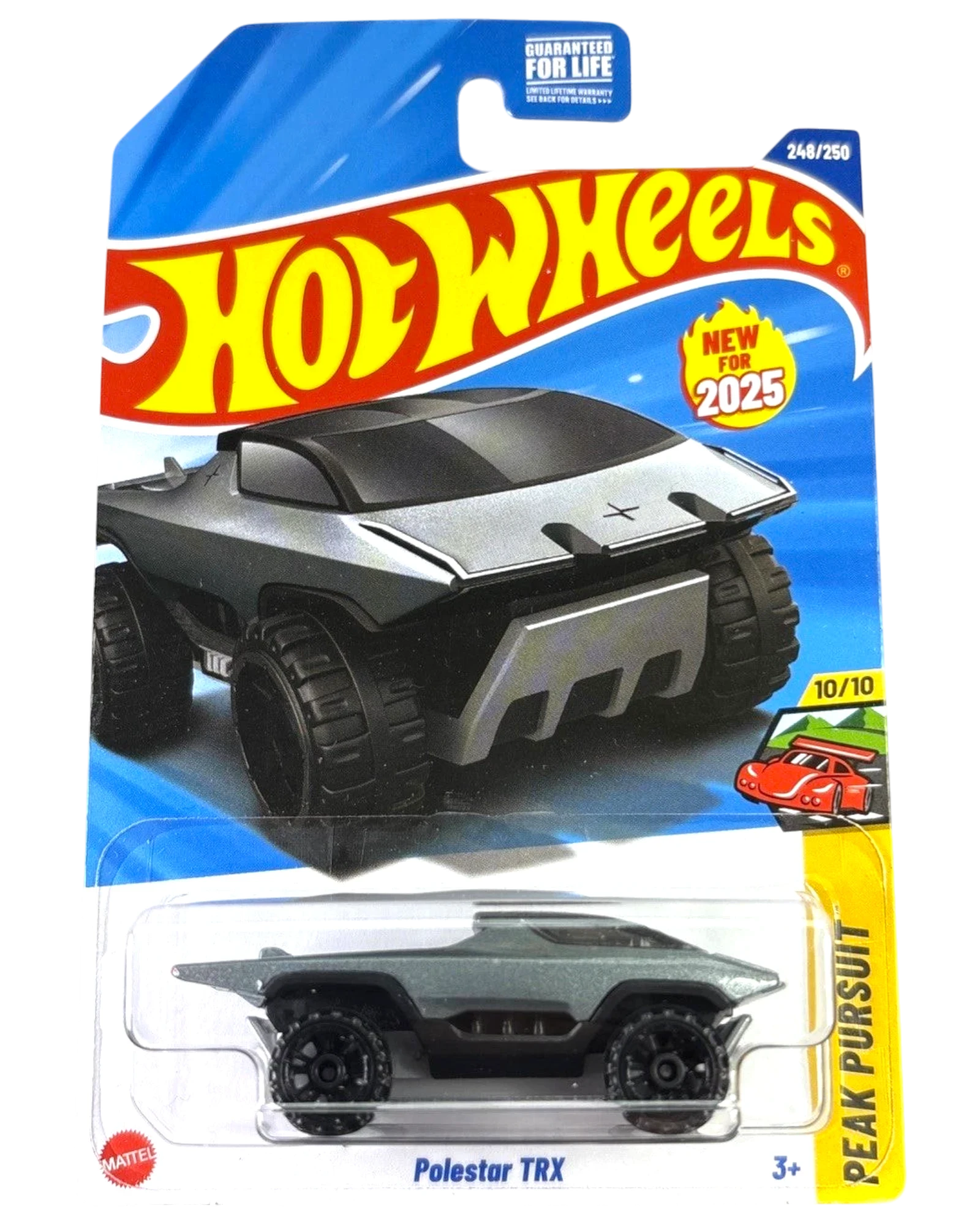 More Than Diecast Hot Wheels Polestar TRX silver die-cast SUV from the 2025 Peak Pursuit series in blister packaging