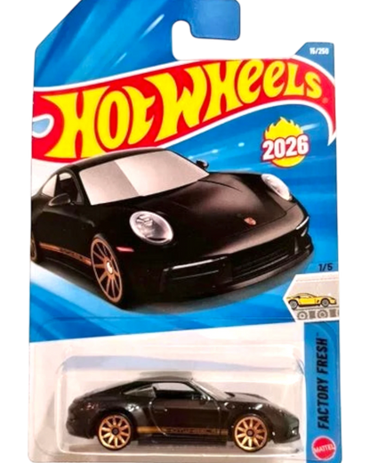 More Than Diecast Hot Wheels Porsche 911 Carrera T black die-cast car in Factory Fresh blister packaging