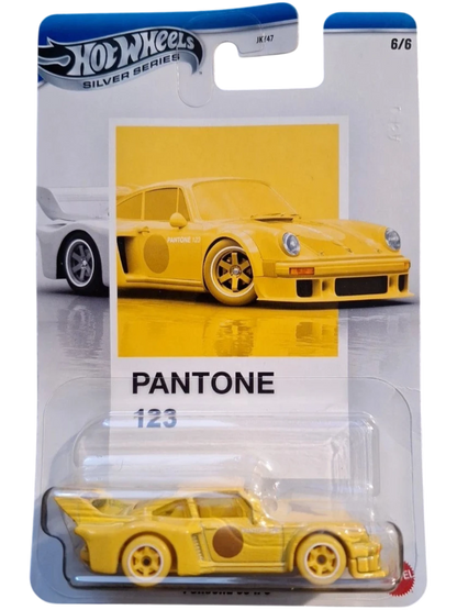 More Than Diecast Hot Wheels Porsche 934/5 Silver Series Pantone 123 yellow die-cast car in original blister pack.