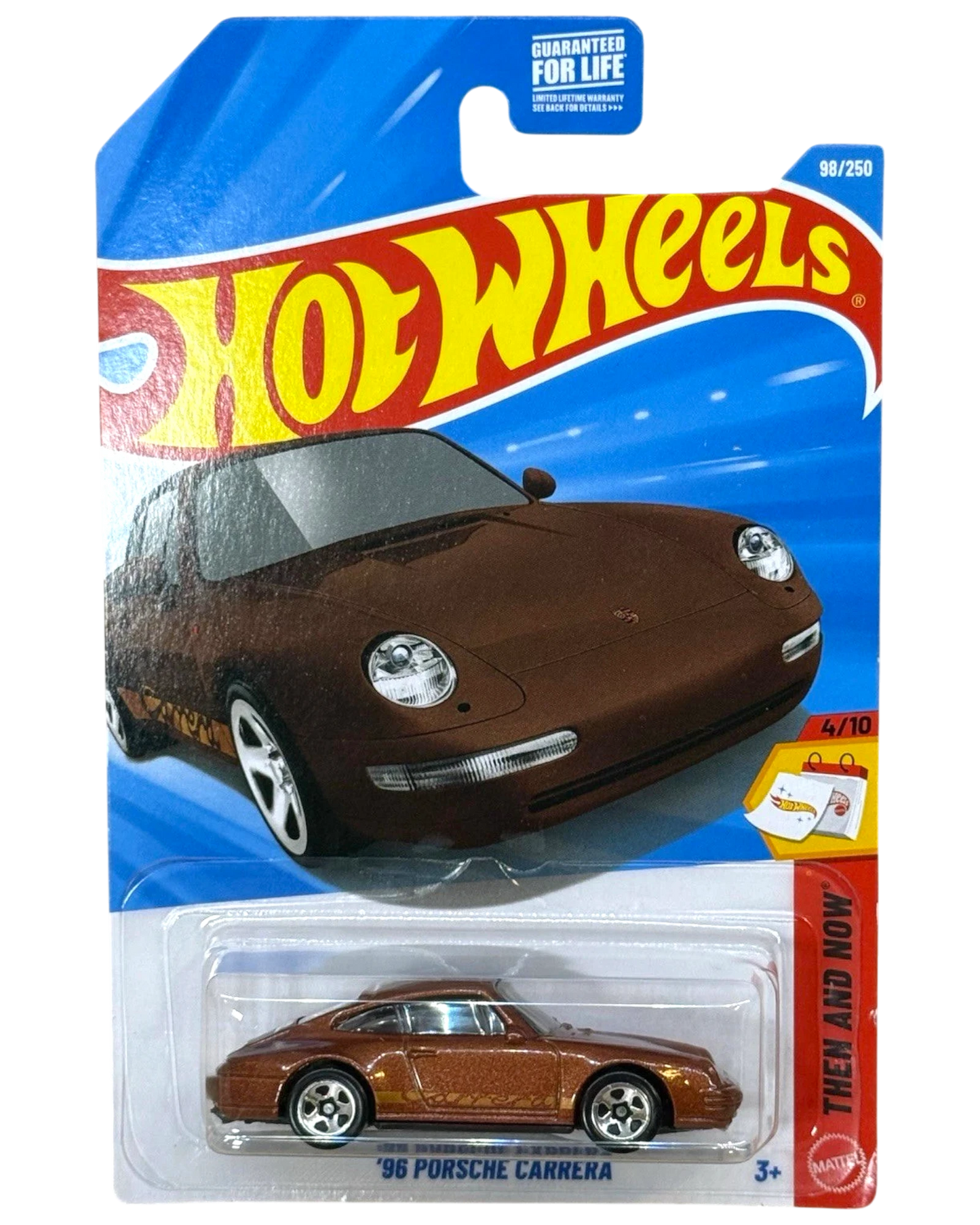 More Than Diecast 2026 Hot Wheels '96 Porsche Carrera in brown, part of the Then and Now series.