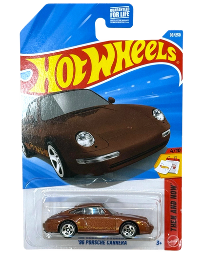 More Than Diecast 2026 Hot Wheels '96 Porsche Carrera in brown, part of the Then and Now series.