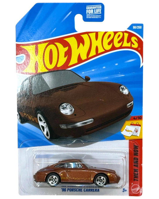 More Than Diecast 2026 Hot Wheels '96 Porsche Carrera in brown, part of the Then and Now series.
