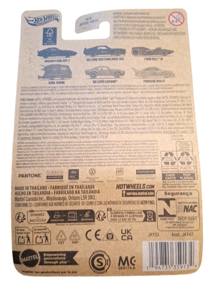 More Than Diecast Hot Wheels Porsche 934/5 Silver Series Pantone packaging back showing the six-car collection list