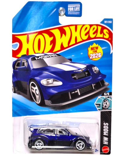 More Than Diecast Hot Wheels PT FAST blue die-cast car with white racing stripes in original blister packaging