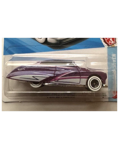 More Than Diecast 2026 Hot Wheels HW FAN DRIVEN 3/5 Purple Passion diecast car with white-wall tires and pink and white racing stripes.