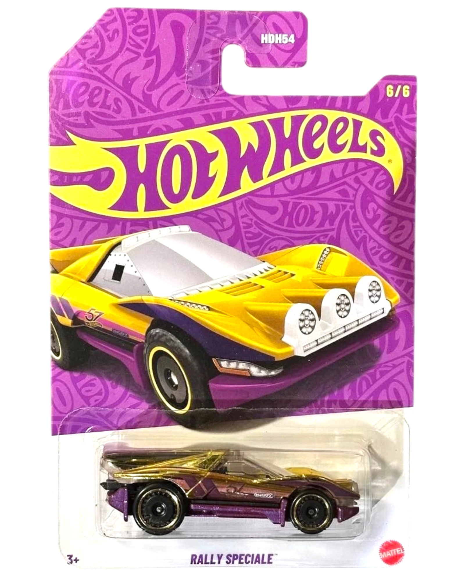 More Than Diecast Hot Wheels 57th Anniversary Rally Speciale 1:64 die-cast car with pearl and chrome finish.