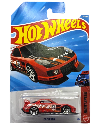 More Than Diecast Hot Wheels 2026 Case B Red NightSpeed diecast car with racing decals and spoiler.