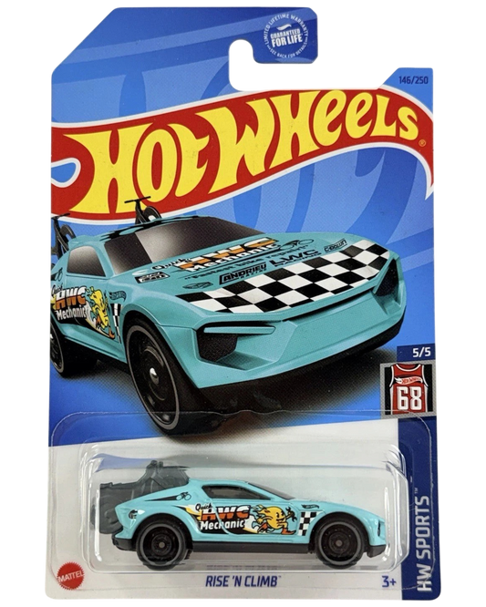 More Than Diecast Hot Wheels Rise 'N Climb Treasure Hunt light blue diecast car in original blister packaging