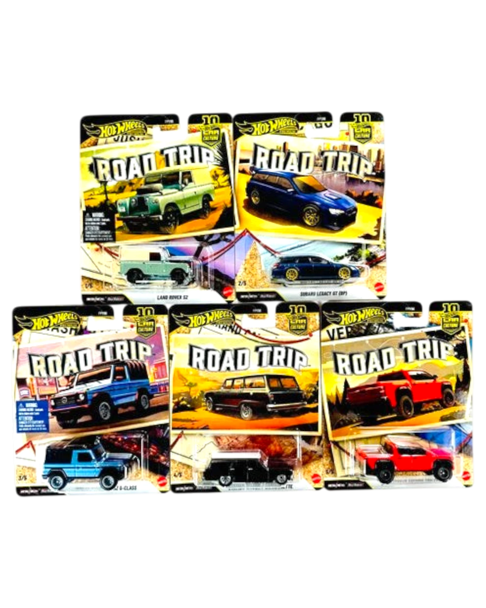 More Than Diecast Hot Wheels Car Culture Road Trip set of 5 premium die-cast toy cars with Real Riders wheels.