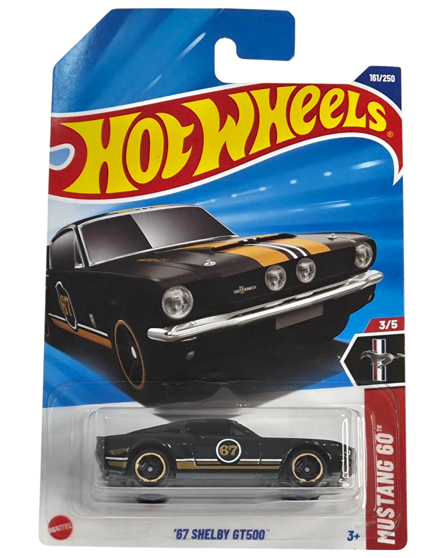 More Than Diecast Hot Wheels 67 Shelby GT500 black die-cast car in 1:64 scale from the HW Mustang 60 series.