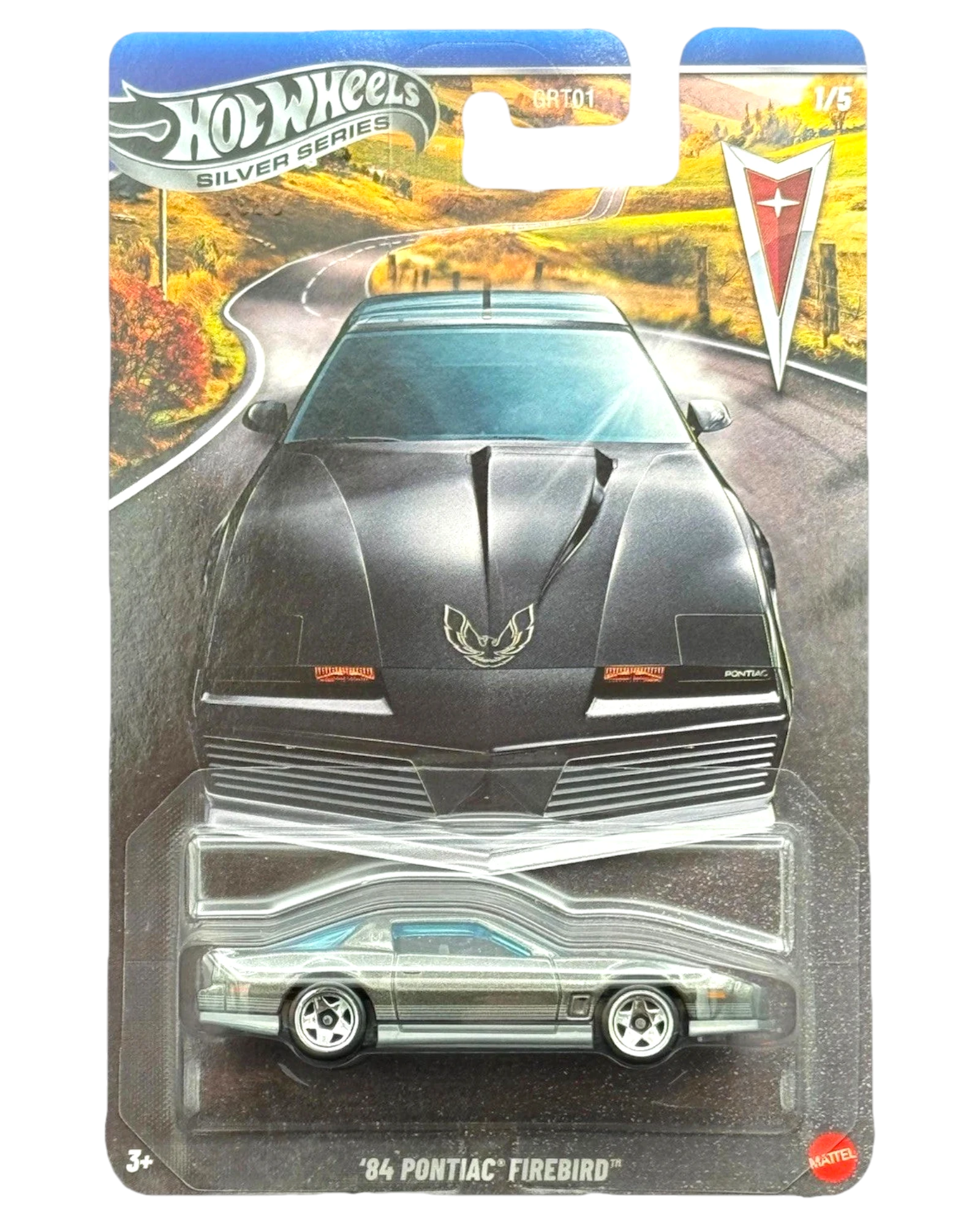 More Than Diecast Hot Wheels Silver Series 2025 HW 84 Pontiac Firebird diecast car, gray with blue tinted windows.