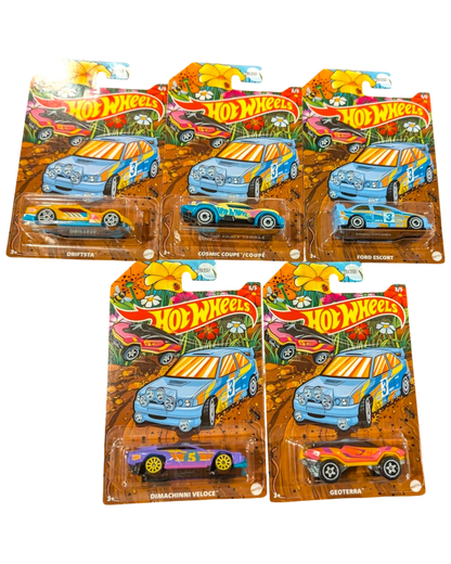 More Than Diecast Hot Wheels HW Spring Series complete set of 5 die-cast toy cars in packaging. Features colorful designs and spring-themed graphics.