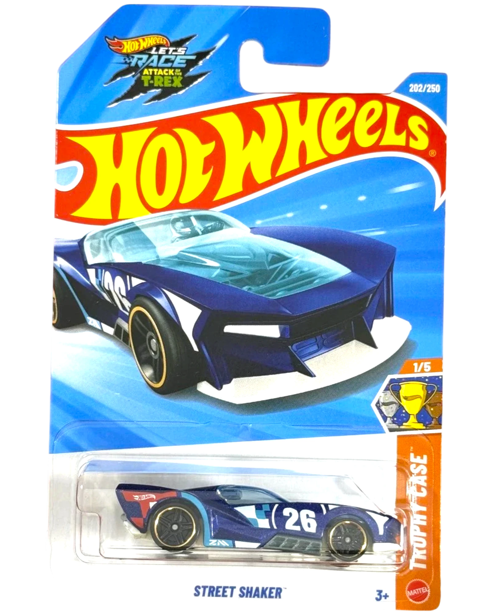 More Than Diecast Hot Wheels Street Shaker 1:64 die-cast car in blue with number 26, Trophy Case series #1/5