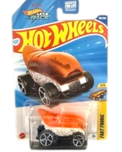 More Than Diecast Hot Wheels Fast Foodie Sushi Tuner diecast car, 1:64 scale, orange, white, and black.