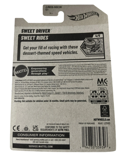 More Than Diecast Hot Wheels Sweet Driver Treasure Hunt card back with product information and safety warnings