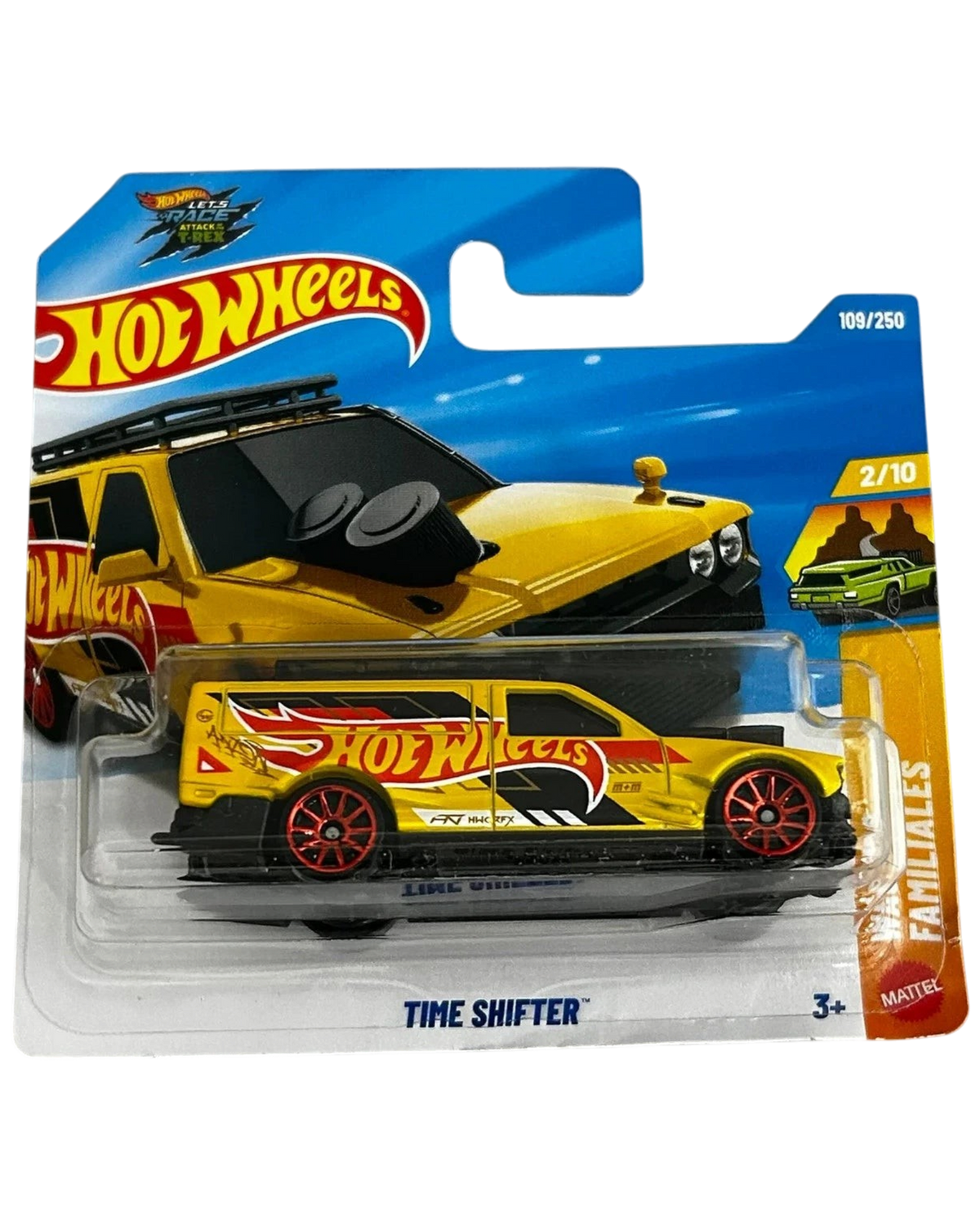 More Than Diecast Hot Wheels Time Shifter 1:64 scale yellow die-cast wagon in short card packaging