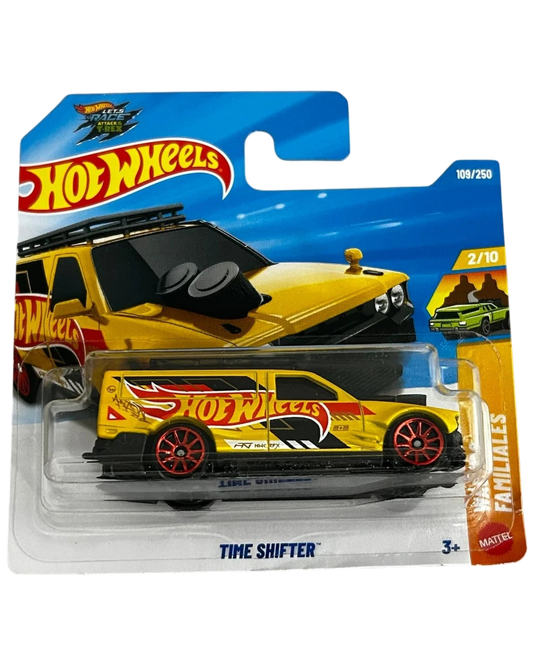 More Than Diecast Hot Wheels Time Shifter 1:64 scale yellow die-cast wagon in short card packaging