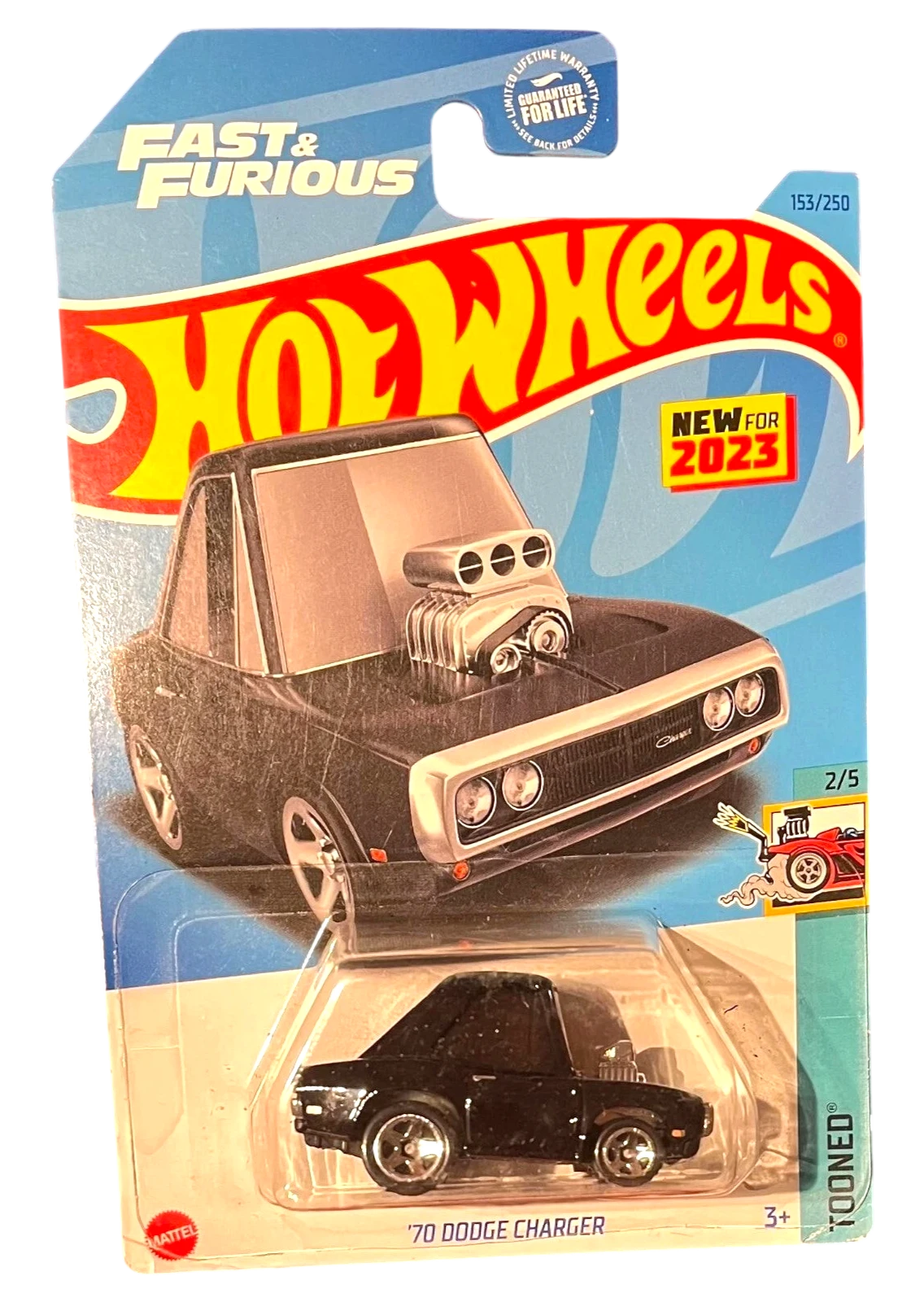 More Than Diecast Hot Wheels Tooned 70 Dodge Charger Fast and Furious die-cast car in black on original blister card