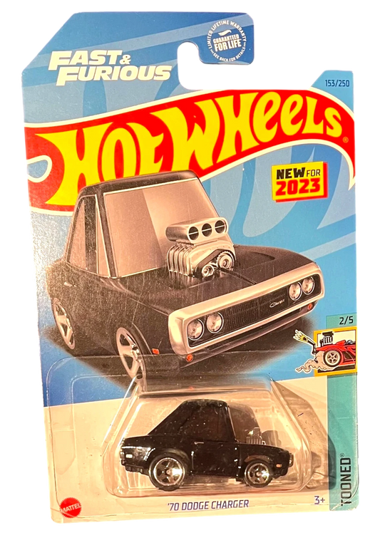 More Than Diecast Hot Wheels Tooned 70 Dodge Charger Fast and Furious die-cast car in black on original blister card