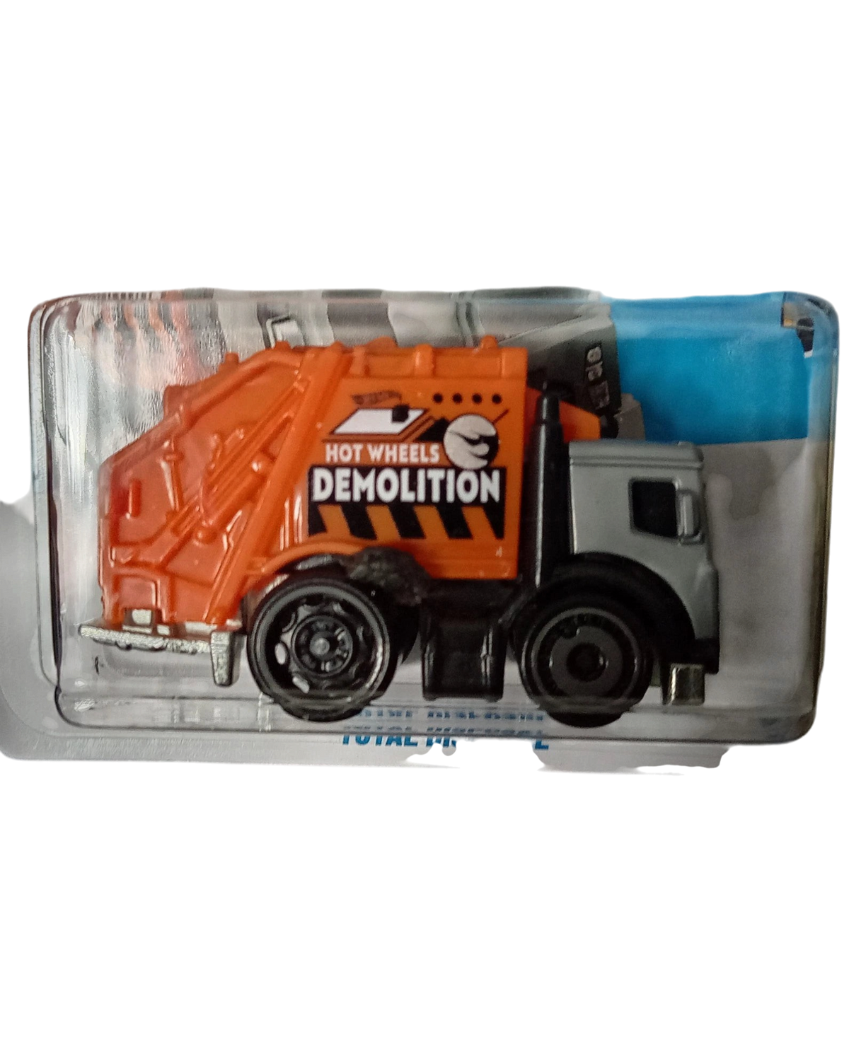 More Than Diecast Hot Wheels Total Disposal Treasure Hunt truck in orange and grey with Demolition graphics