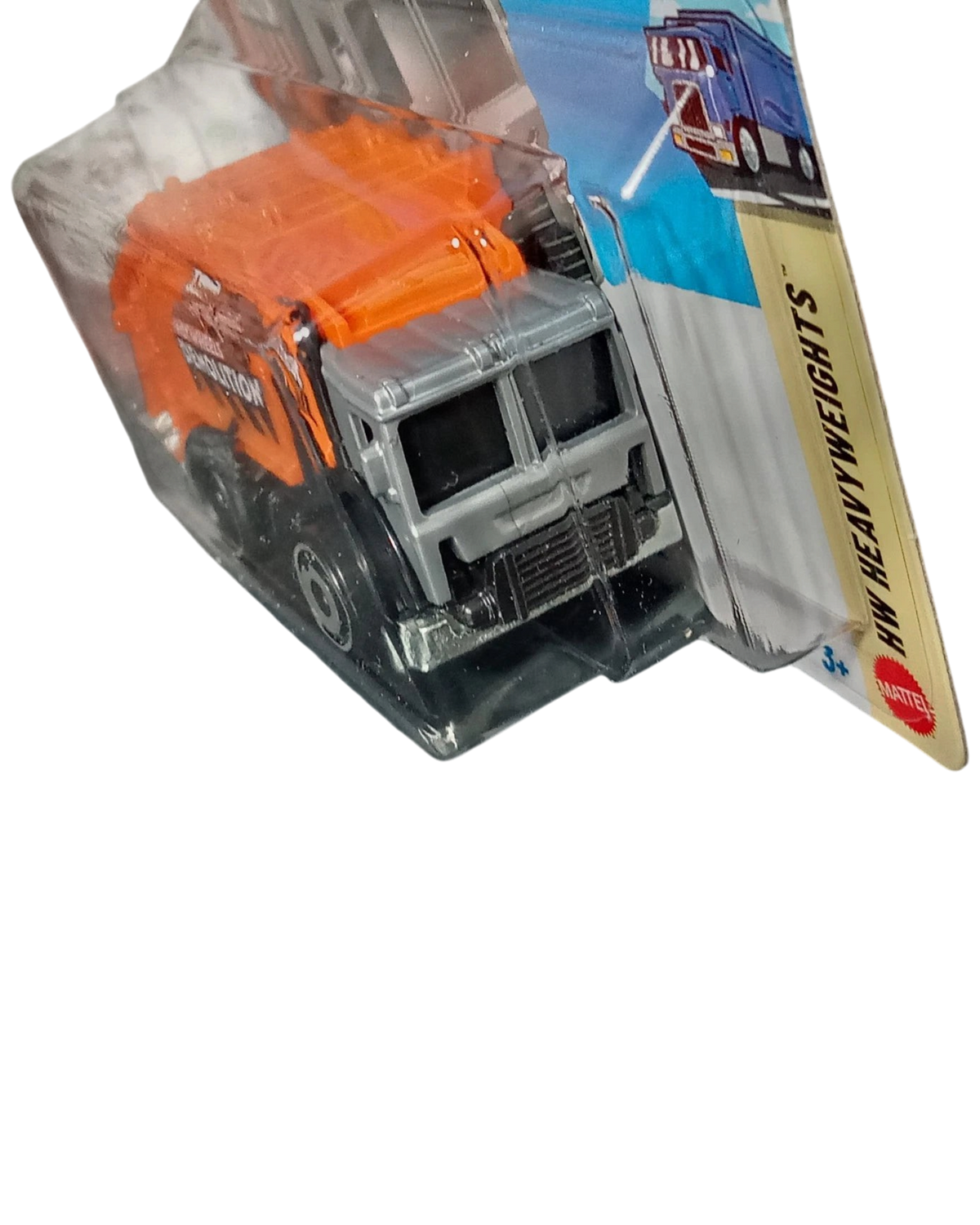 More Than Diecast Hot Wheels Total Disposal Treasure Hunt die-cast garbage truck in orange and grey short card pack
